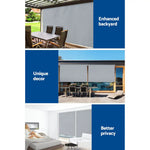 Instahut Outdoor Blinds Light Filtering Roll Down Awning Shade 3X2.5M Grey - Home & Garden > Shading