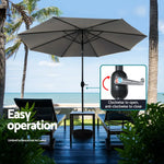 Instahut Outdoor Umbrella 2.7m Beach Pole Garden Tilt Sun Patio UV Charcoal - Home & Garden > Shading > Umbrellas &