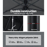 Instahut Outdoor Umbrella 3m Base Beach Pole Garden Tilt Sun Patio UV Charcoal - Home & Garden > Shading > Umbrellas &