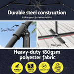 Instahut Outdoor Umbrella 3M Cantilever Beach LED Umbrellas Garden Shade Patio - Home & Garden > Shading > Umbrellas &