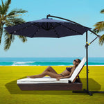 Instahut Outdoor Umbrella 3M Cantilever Beach LED Umbrellas Garden Shade Patio - Home & Garden > Shading > Umbrellas &