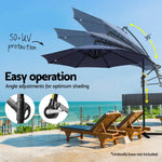 Instahut Outdoor Umbrella 3M Cantilever Beach LED Umbrellas Garden Shade Patio - Home & Garden > Shading > Umbrellas &