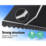 Instahut Retractable Folding Arm Awning Manual Sunshade 2.5Mx2M Grey - Home & Garden > Shading