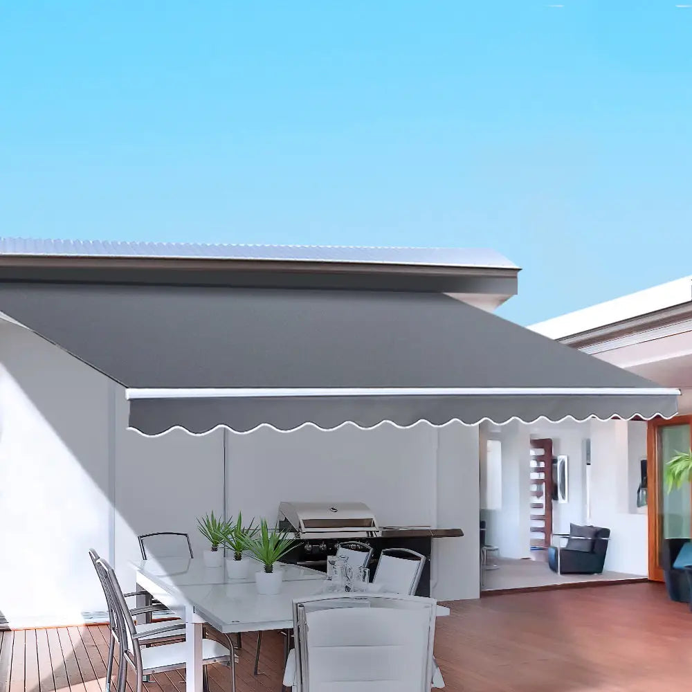 Instahut Retractable Folding Arm Awning Manual Sunshade 2.5Mx2M Grey - Home & Garden > Shading