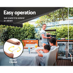 Instahut Retractable Folding Arm Awning Manual Sunshade 2.5Mx2M Grey - Home & Garden > Shading