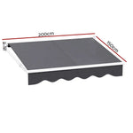 Instahut Retractable Folding Arm Awning Manual Sunshade 2Mx1.5M Grey - Home & Garden > Shading