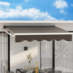 Instahut Retractable Folding Arm Awning Manual Sunshade 2Mx1.5M Grey - Home & Garden > Shading