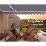 Instahut Retractable Folding Arm Awning Manual Sunshade 3Mx2.5M Pearl Grey - Home & Garden > Shading