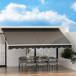 Instahut Retractable Folding Arm Awning Manual Sunshade 4.5Mx2.5M Grey - Home & Garden > Shading