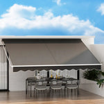 Instahut Retractable Folding Arm Awning Manual Sunshade 4.5Mx3M Grey - Home & Garden > Shading