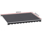 Instahut Retractable Folding Arm Awning Manual Sunshade 4.5Mx3M Grey - Home & Garden > Shading