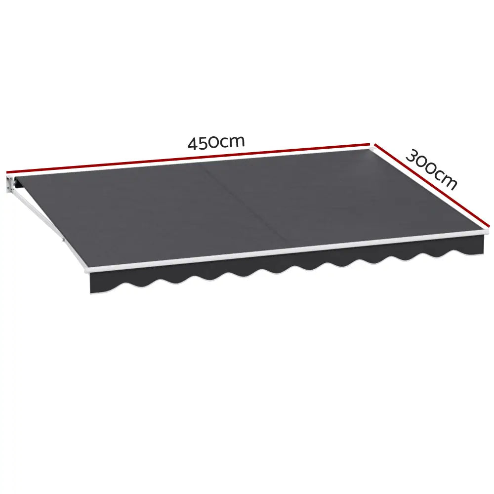 Instahut Retractable Folding Arm Awning Manual Sunshade 4.5Mx3M Grey - Home & Garden > Shading