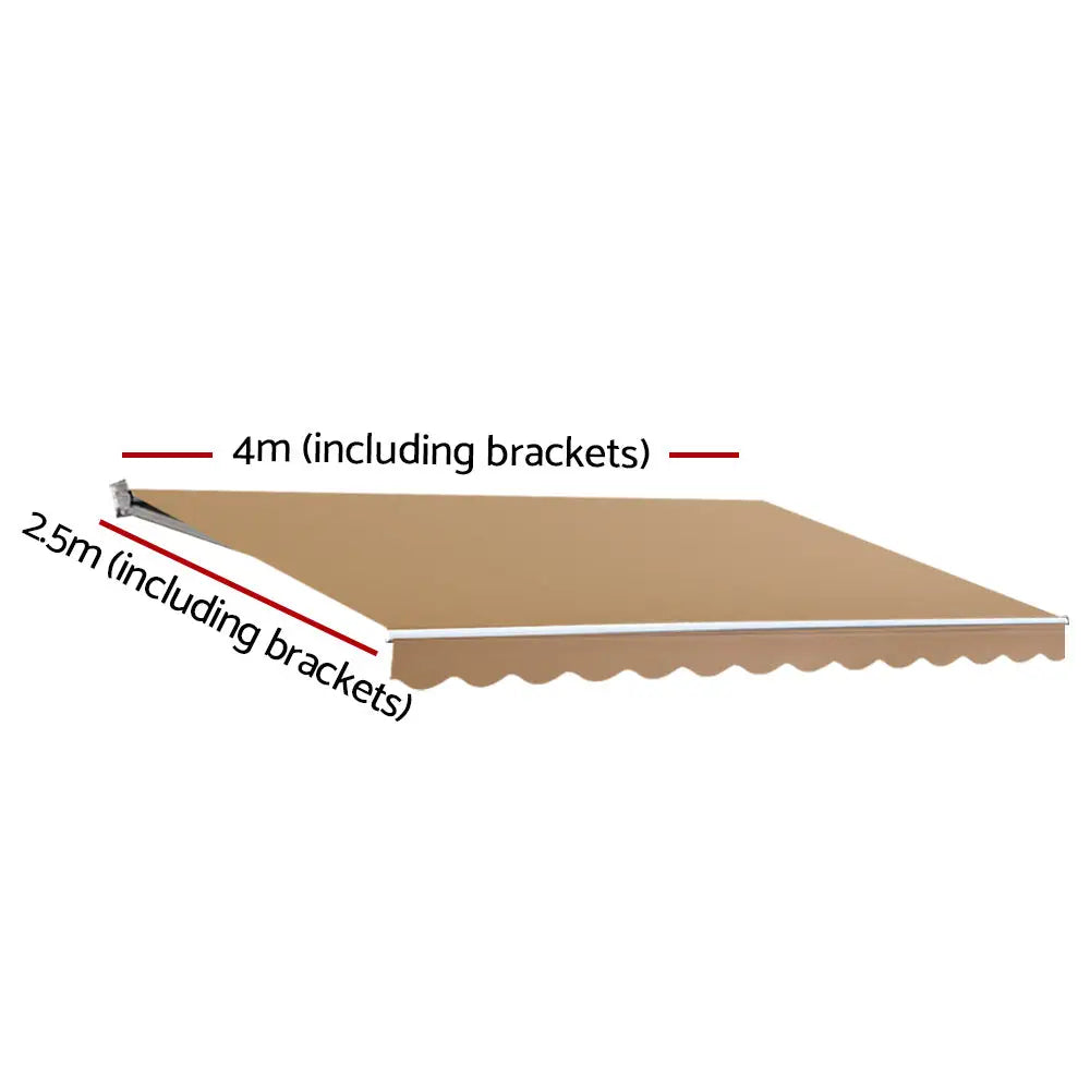 Instahut Retractable Folding Arm Awning Manual Sunshade 4Mx2.5M Beige - Home & Garden > Shading