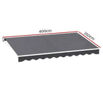 Instahut Retractable Folding Arm Awning Manual Sunshade 4Mx2.5M Grey - Home & Garden > Shading