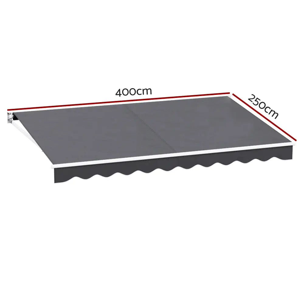 Instahut Retractable Folding Arm Awning Manual Sunshade 4Mx2.5M Grey - Home & Garden > Shading