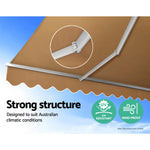 Instahut Retractable Folding Arm Awning Manual Sunshade 4Mx3M Beige - Home & Garden > Shading