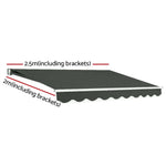 Instahut Retractable Folding Arm Awning Motorised Sunshade 2.5Mx2M Grey - Home & Garden > Shading