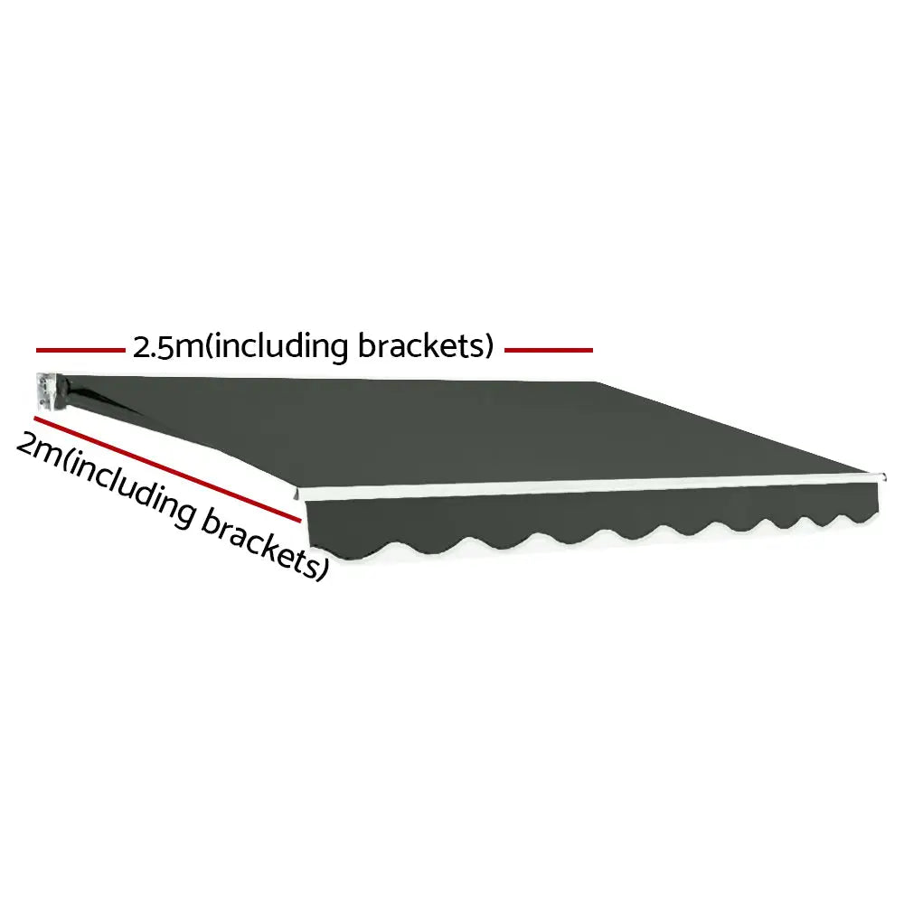 Instahut Retractable Folding Arm Awning Motorised Sunshade 2.5Mx2M Grey - Home & Garden > Shading