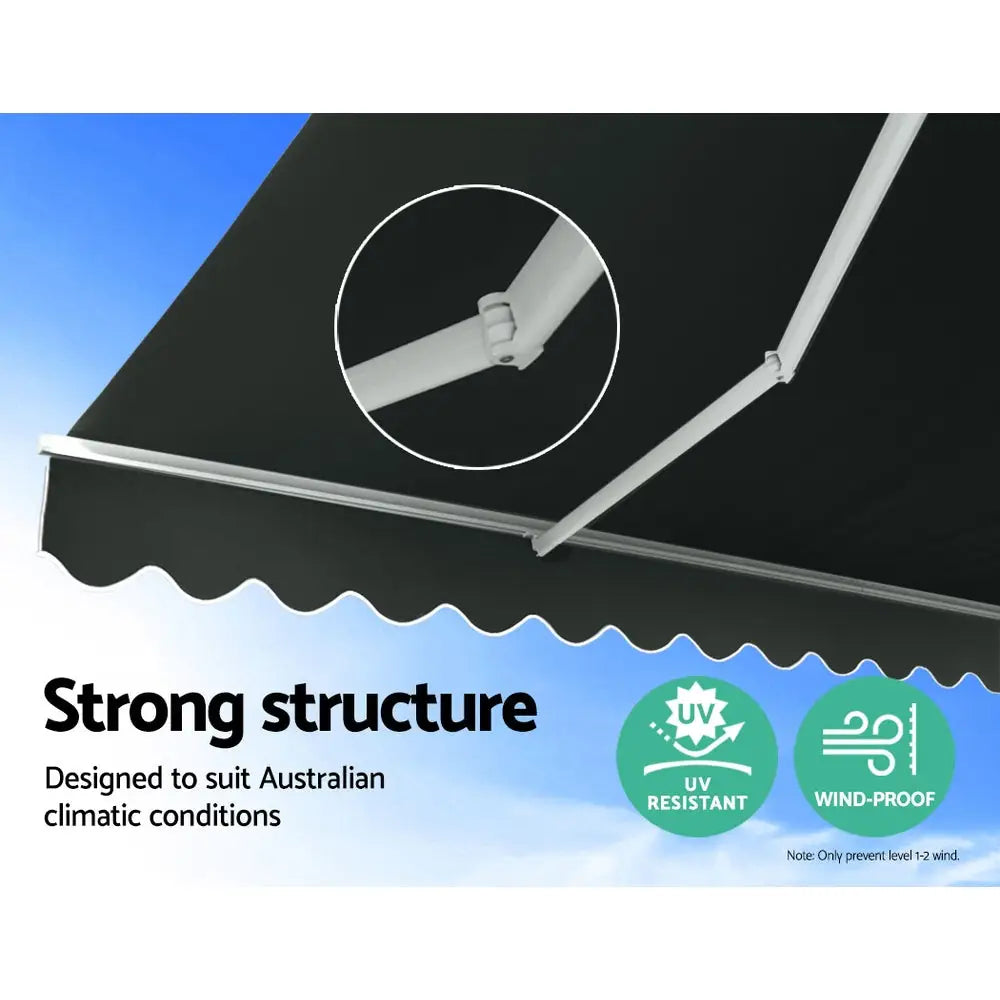 Instahut Retractable Folding Arm Awning Motorised Sunshade 3Mx2.5M Grey - Home & Garden > Shading