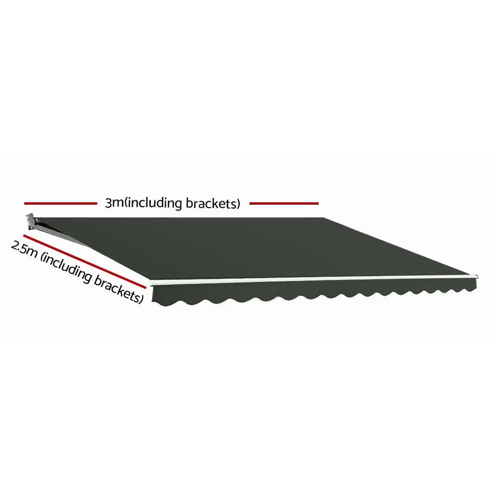 Instahut Retractable Folding Arm Awning Motorised Sunshade 3Mx2.5M Grey - Home & Garden > Shading