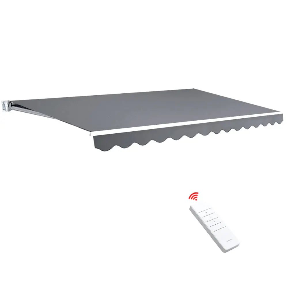 Instahut Retractable Folding Arm Awning Motorised Sunshade 3Mx2.5M Pearl Grey - Home & Garden > Shading