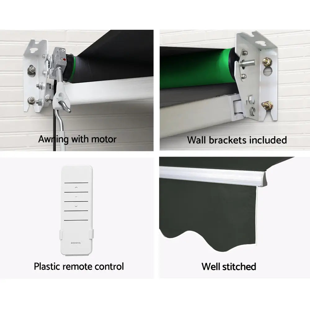Instahut Retractable Folding Arm Awning Motorised Sunshade 3Mx2.5M Grey - Home & Garden > Shading