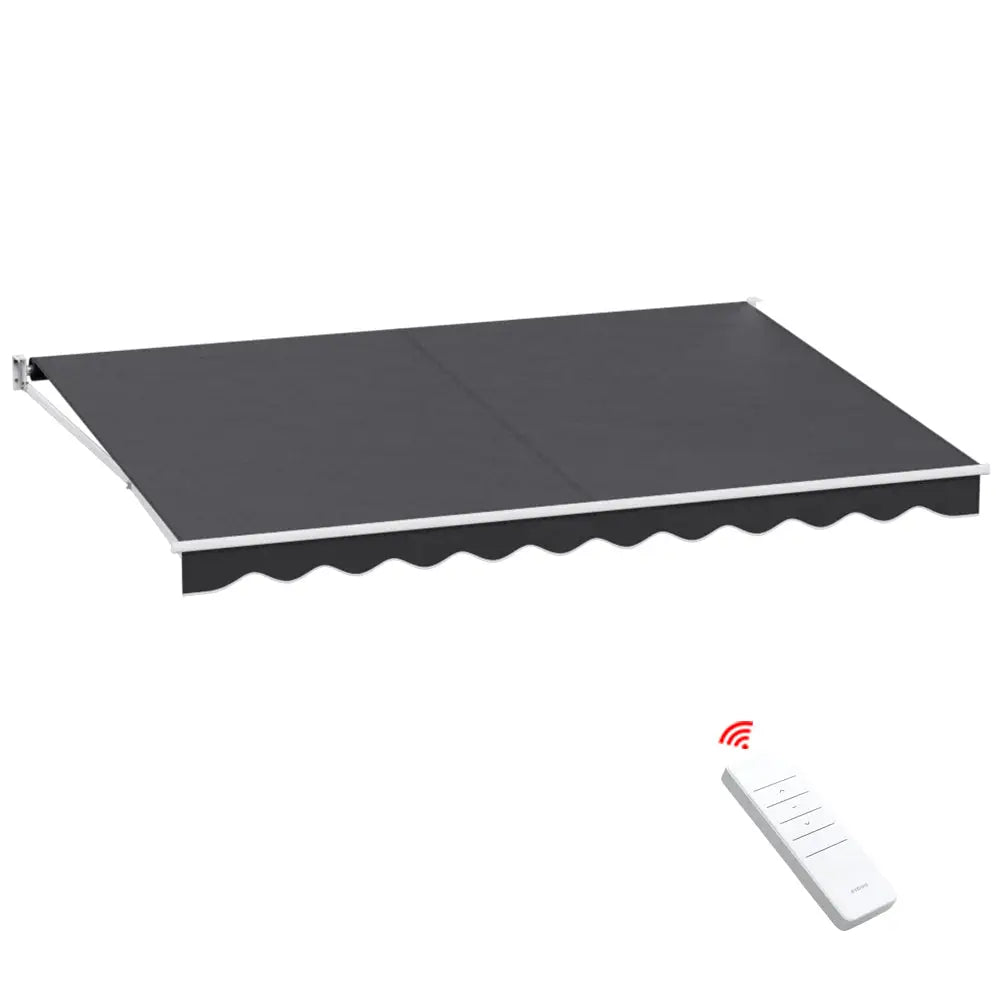 Instahut Retractable Folding Arm Awning Motorised Sunshade 4.5Mx3M Grey - Home & Garden > Shading