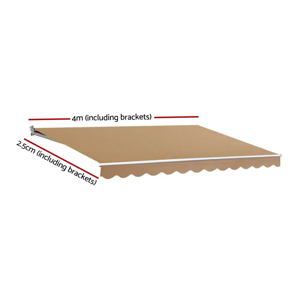 Instahut Retractable Folding Arm Awning Motorised Sunshade 4Mx2.5M Beige - Home & Garden > Shading