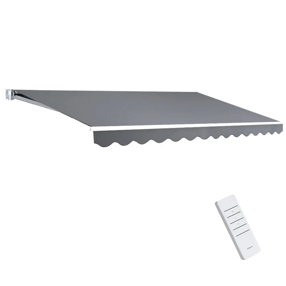 Instahut Retractable Folding Arm Awning Motorised Sunshade 4Mx2.5M Pearl Grey - Home & Garden > Shading
