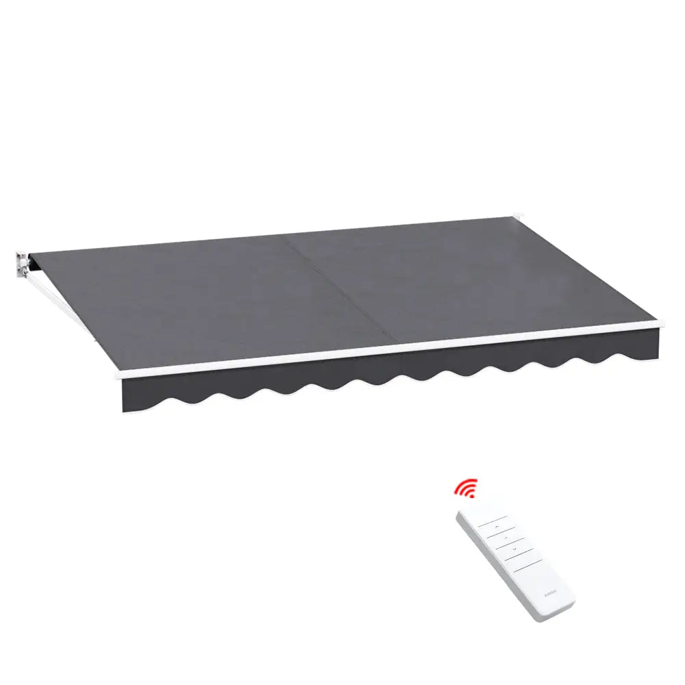 Instahut Retractable Folding Arm Awning Motorised Sunshade 4Mx2.5M Grey - Home & Garden > Shading