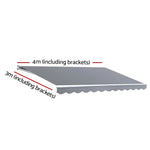 Instahut Retractable Folding Arm Awning Motorised Sunshade 4Mx3M Pearl Grey - Home & Garden > Shading
