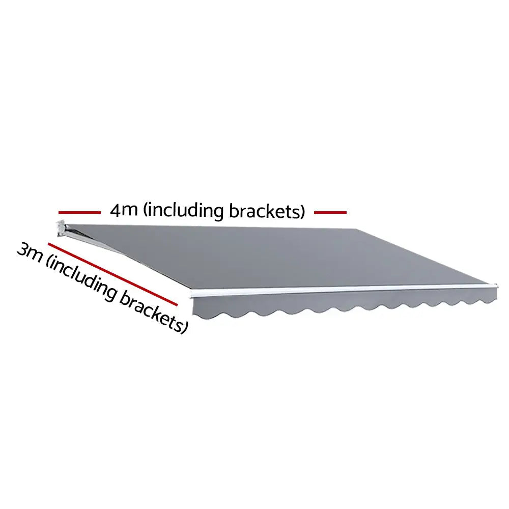 Instahut Retractable Folding Arm Awning Motorised Sunshade 4Mx3M Pearl Grey - Home & Garden > Shading