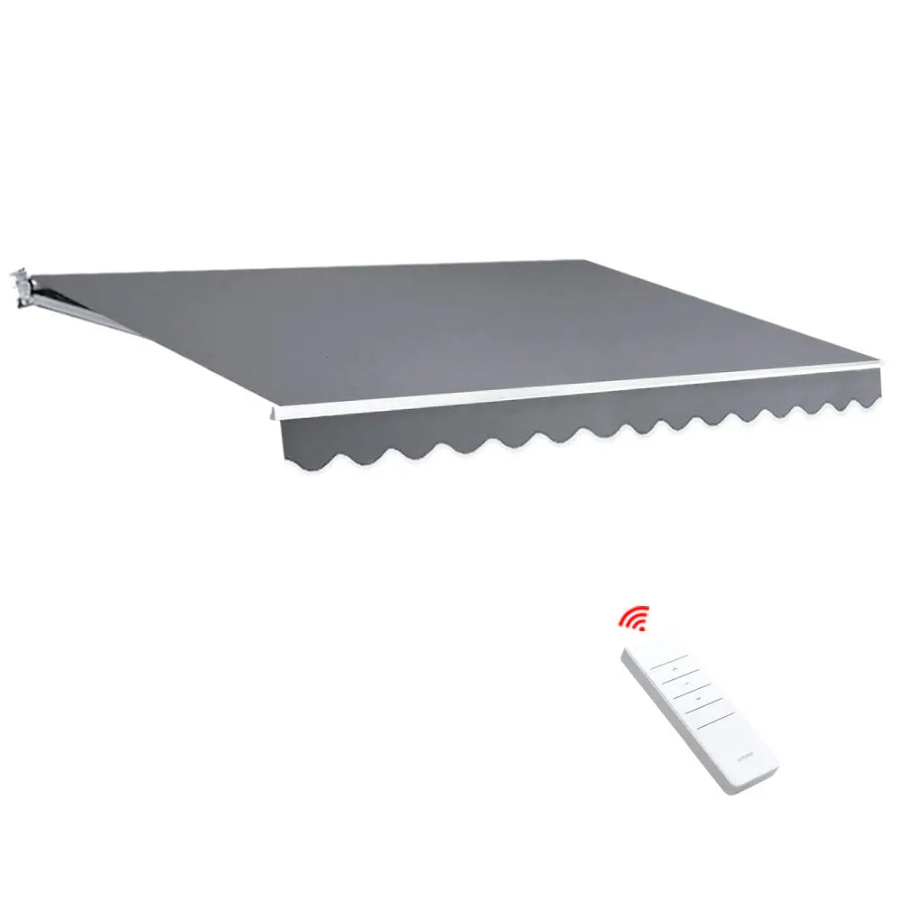 Instahut Retractable Folding Arm Awning Motorised Sunshade 4Mx3M Pearl Grey - Home & Garden > Shading