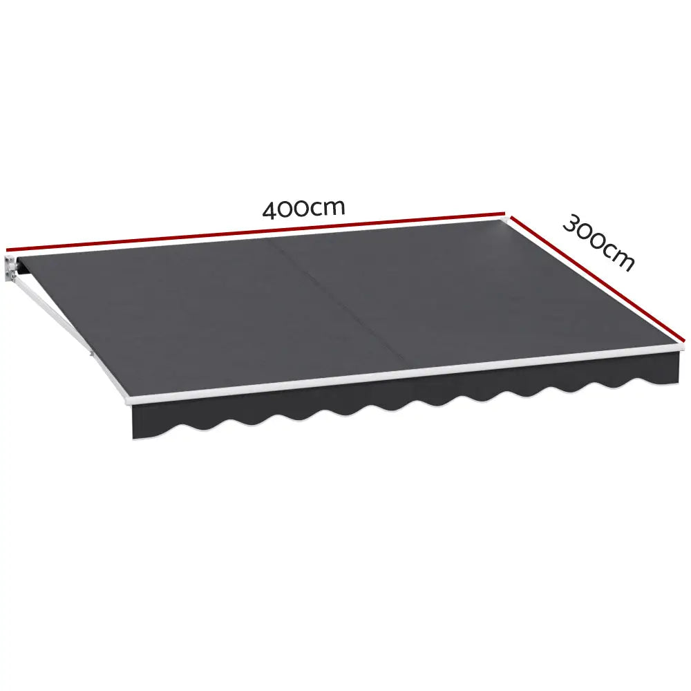 Instahut Retractable Folding Arm Awning Motorised Sunshade 4Mx3M Grey - Home & Garden > Shading
