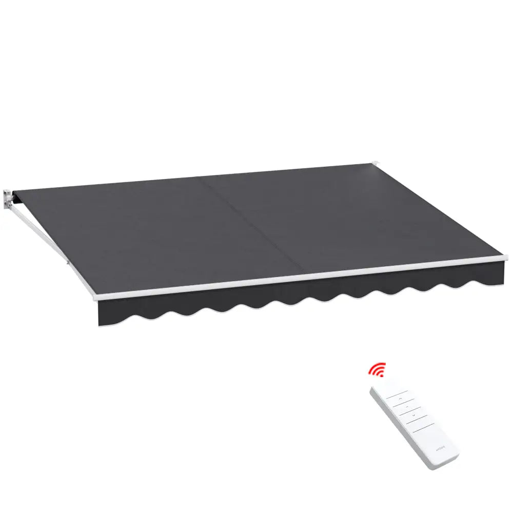 Instahut Retractable Folding Arm Awning Motorised Sunshade 4Mx3M Grey - Home & Garden > Shading