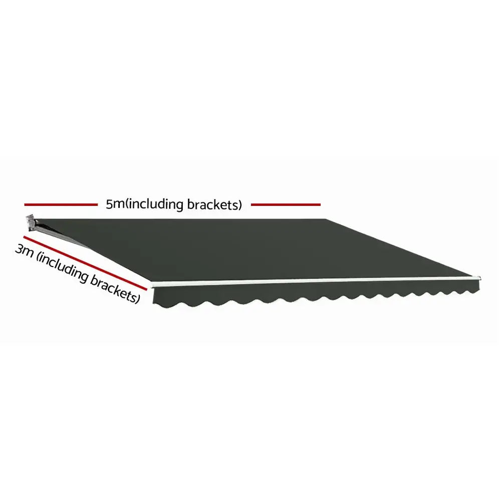 Instahut Retractable Folding Arm Awning Motorised Sunshade 5Mx3M Grey - Home & Garden > Shading