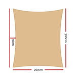 Instahut Shade Sail 2.5x3m Rectangle 280GSM 98% Sand Shade Cloth - Home & Garden > Shading