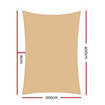 Instahut Shade Sail 2x4m Rectangle 185GSM 95% Sand Shade Cloth - Home & Garden > Shading