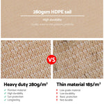 Instahut Shade Sail 2x4m Rectangle 280GSM 98% Sand Shade Cloth - Home & Garden > Shading