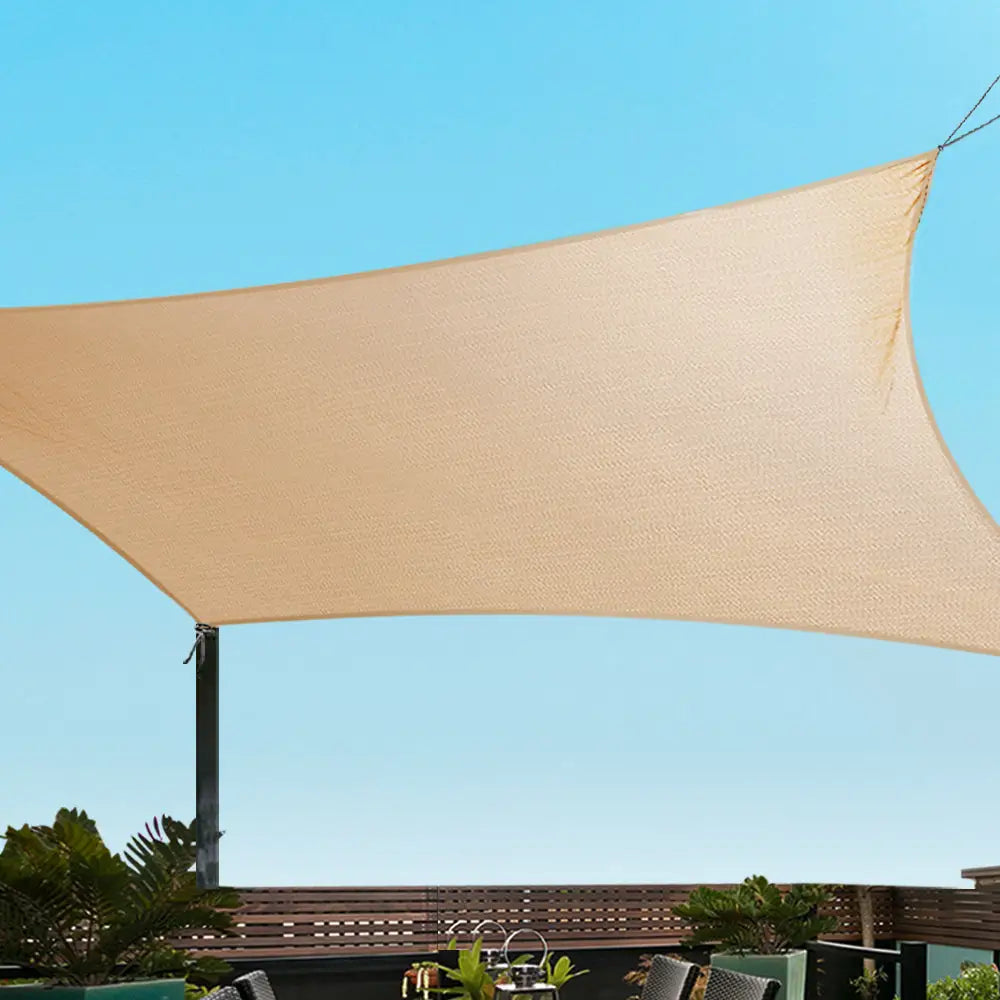 Instahut Shade Sail 2x4m Rectangle 280GSM 98% Sand Shade Cloth - Home & Garden > Shading