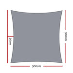 Instahut Shade Sail 3x3m Square 280GSM 98% Grey Shade Cloth - Home & Garden > Shading