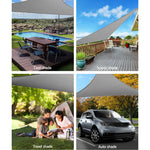 Instahut Shade Sail 3x3x4.3m Triangle 280GSM 98% Grey Shade Cloth - Home & Garden > Shading