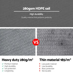 Instahut Shade Sail 3x3x4.3m Triangle 280GSM 98% Grey Shade Cloth - Home & Garden > Shading