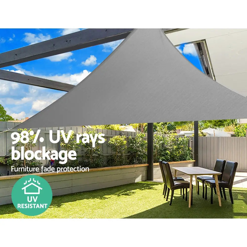 Instahut Shade Sail 3x3x4.3m Triangle 280GSM 98% Grey Shade Cloth - Home & Garden > Shading