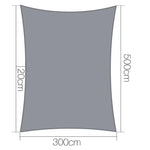 Instahut Shade Sail 3x5m Rectangle 280GSM 98% Grey Shade Cloth - Home & Garden > Shading