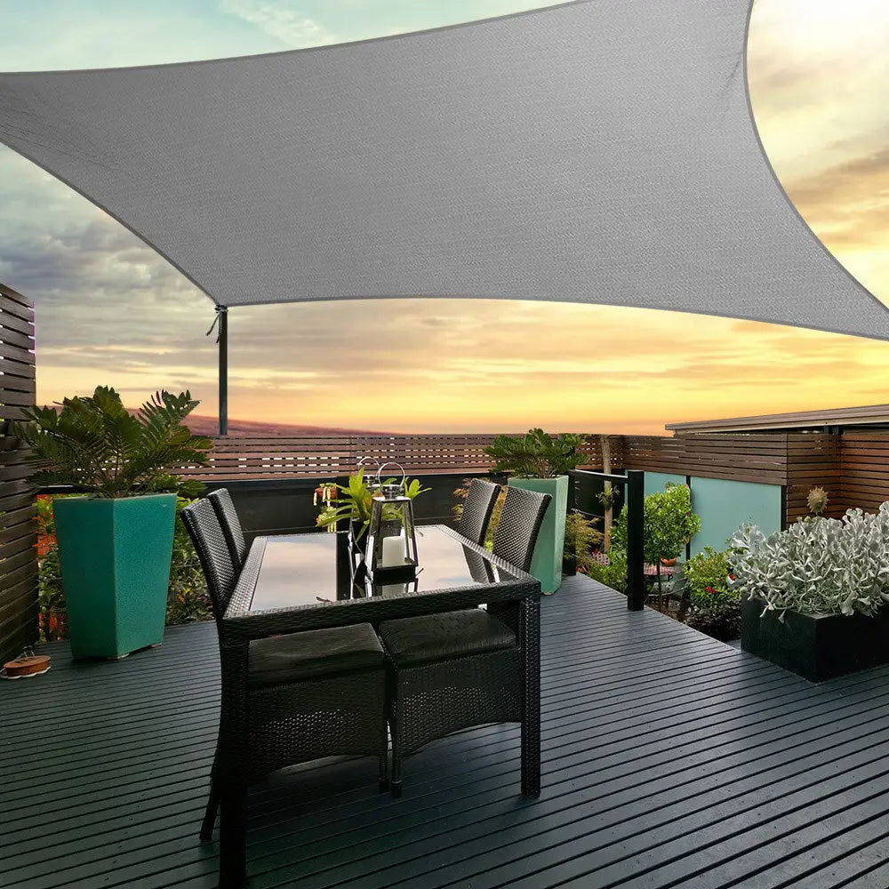 Instahut Shade Sail 3x5m Rectangle 280GSM 98% Grey Shade Cloth - Home & Garden > Shading