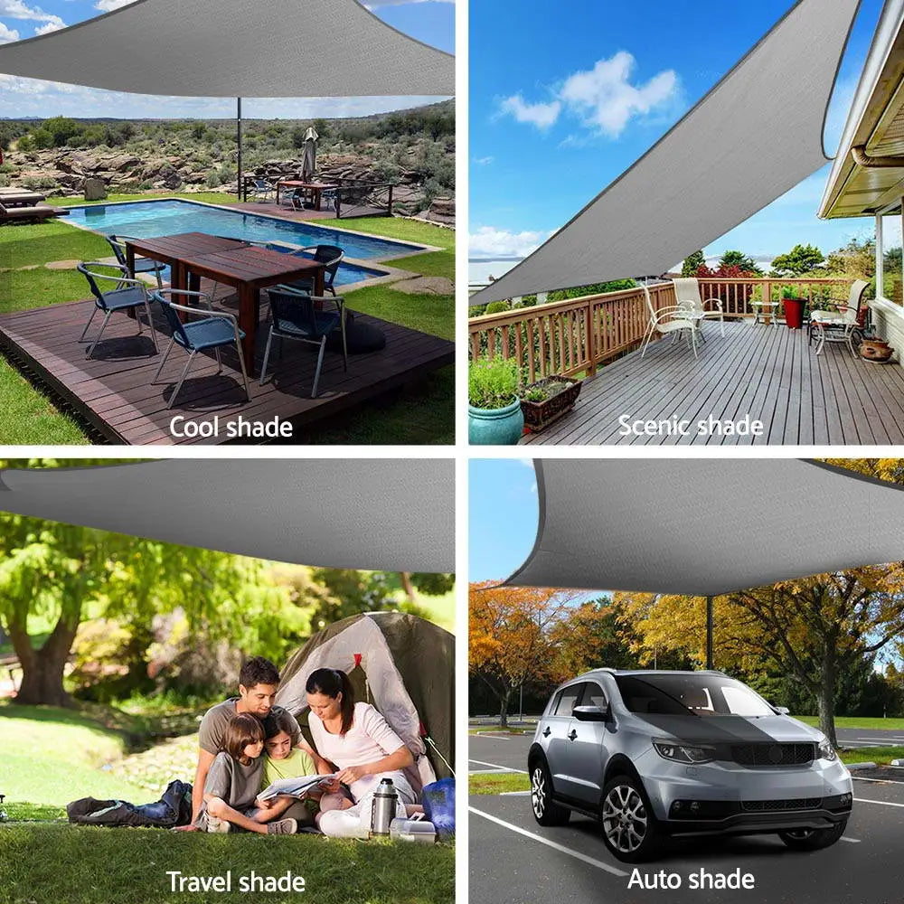 Instahut Shade Sail 3x5m Rectangle 280GSM 98% Grey Shade Cloth - Home & Garden > Shading