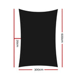 Instahut Shade Sail 3x6m Rectangle 280GSM 98% Black Shade Cloth - Home & Garden > Shading
