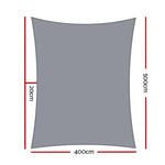 Instahut Shade Sail 4x5m Rectangle 280GSM 98% Grey Shade Cloth - Home & Garden > Shading