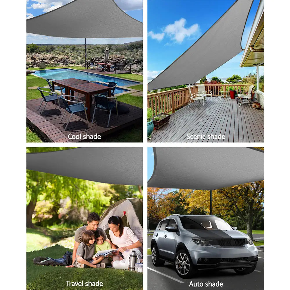 Instahut Shade Sail 4x5m Rectangle 280GSM 98% Grey Shade Cloth - Home & Garden > Shading